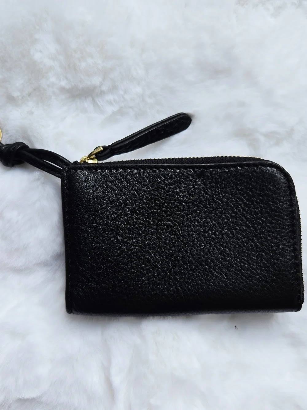 Vera Bradley Classic Black Leather Zip Wallet Wristlet